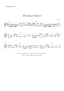 Drunken Sailor, trumpet sheet music