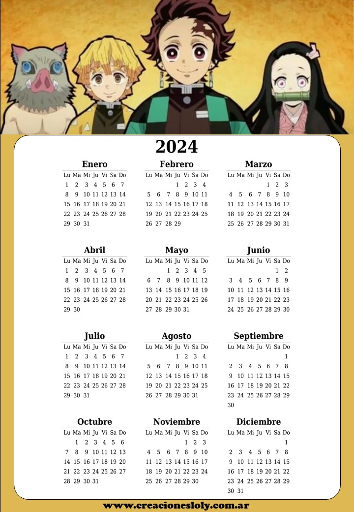 Creaciones Loly: Calendario 2024 Nezuco