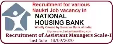 National Housing Bank Assistant Manager Recruitment 2020