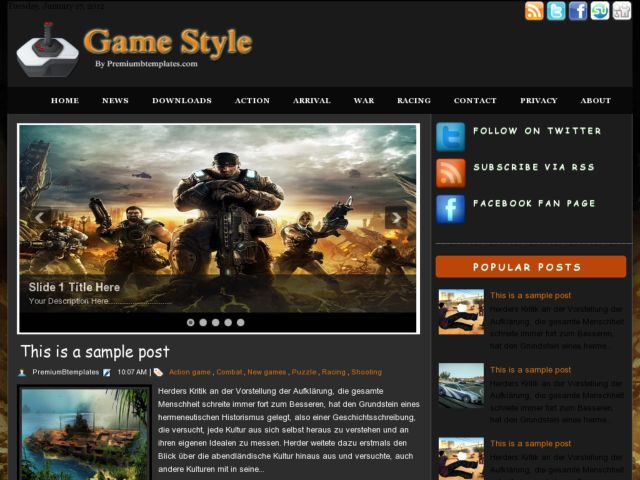 Game Style Blogger Template. 2 column blogspot template. download free blogger template