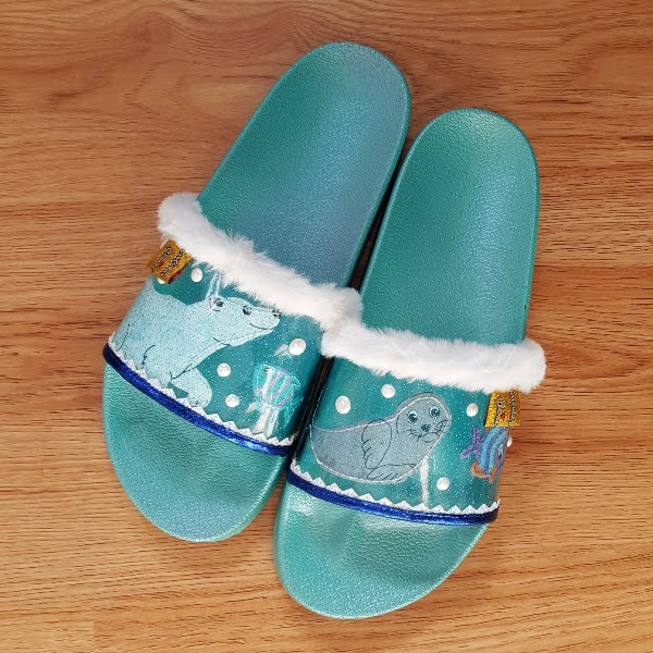 Irregular Choice Arctic Slide, blue sliders on floor