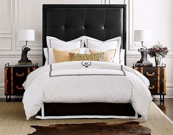 bed with leather headboard