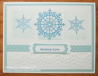 Winter Card made with Stampin'UP!'s Delicate Designs embossing folders.