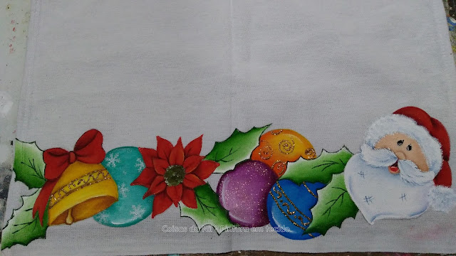 pintura em tecido barrado natalino