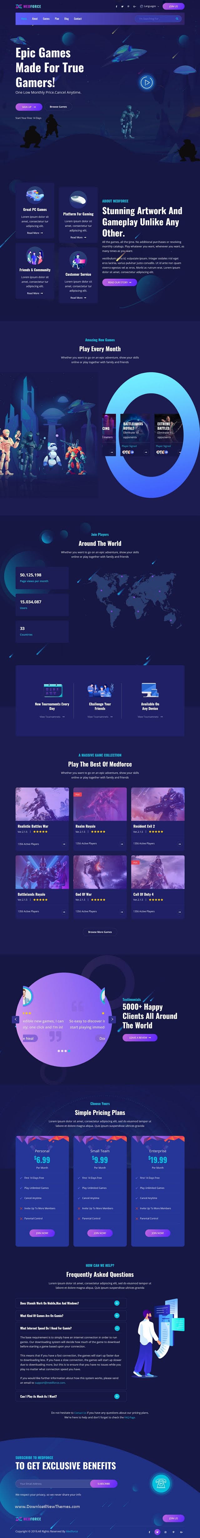 Gaming Subscription Website Template