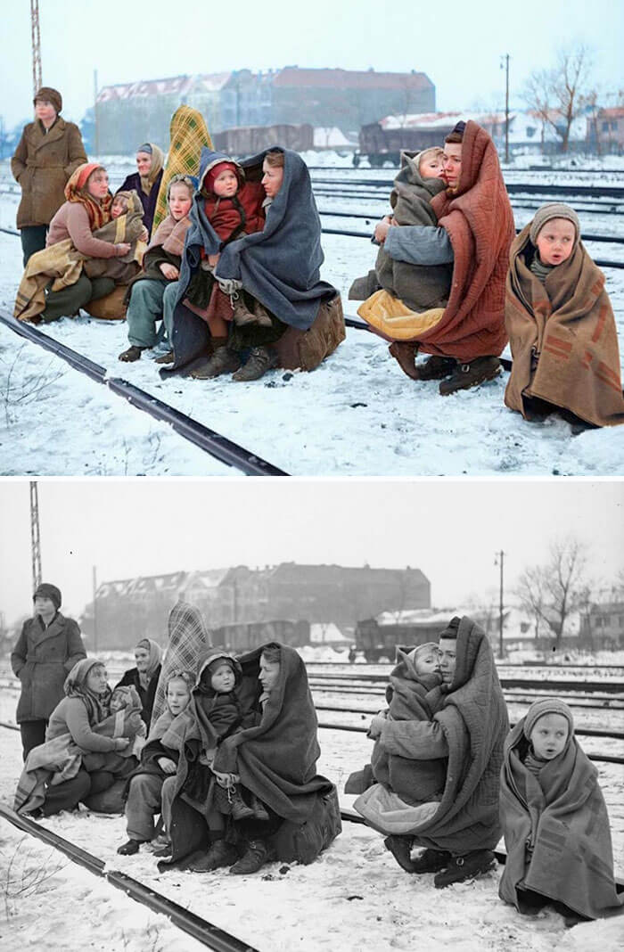 Digital Artist Colorizes The Last Heartbreaking Pictures Of A 14-Year-Old Polish Girl In Auschwitz - Polish Refugees