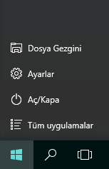 windows 10 başlat