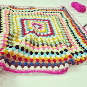 ByHaafner, crochet, granny square throw, wip