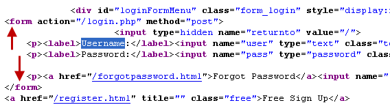 Hotfile post login form code