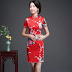 2019 New Style Old Shanghai Cheongsam Women's Chinese-style Retro Catwalks Performance of Modified Dress Mid-length Elegant