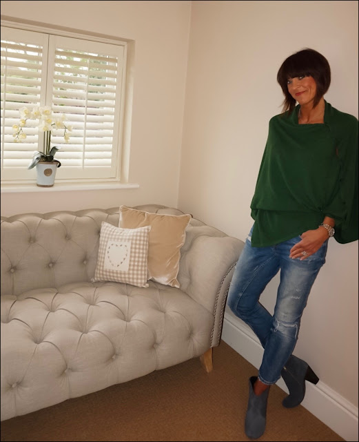 My Midlife Fashion, Mimi and those buttoned cashmere shawl, zara distressed cigarette length jeans, hush thornton ankle boots