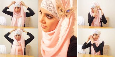 Cara memakai jilbab pashmina untuk pesta