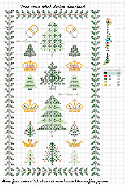 Traditional Cross Stitch Christmas Tree Sampler Pattern Free to Download.