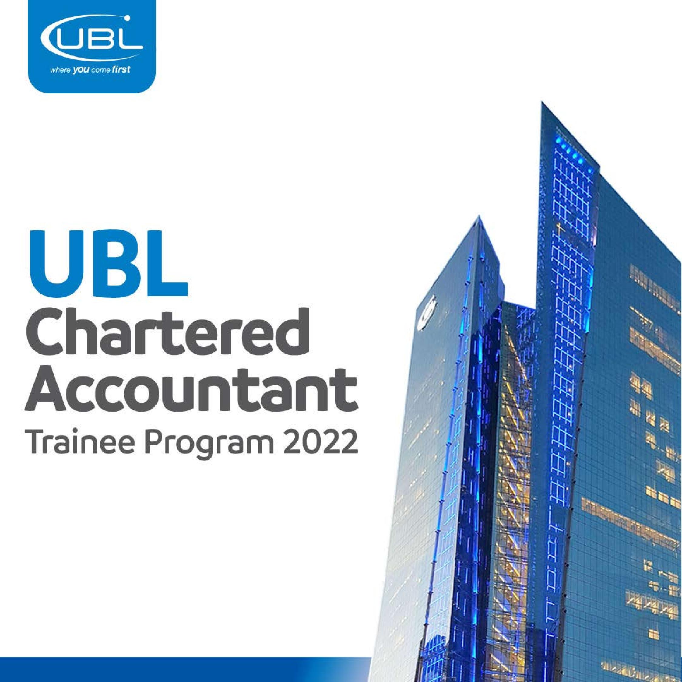 United Bank Limited (UBL) Chartered Accountant Trainee Program 2022