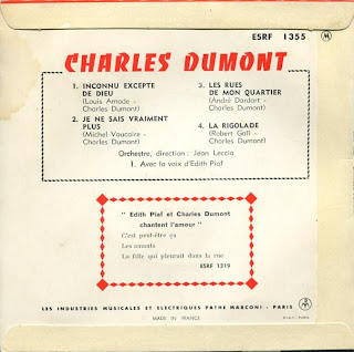 Charles Dumont - Inconnu excepté de Dieu - France - 1962 - Back