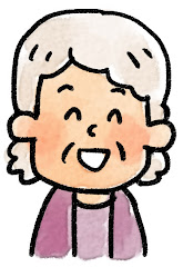 おばあさんの表情のイラスト（笑い）