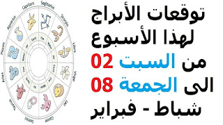 توقعات الأبراج لهذا الأسبوع من السبت 02 الى الجمعة 08 شباط - فبراير 2019   