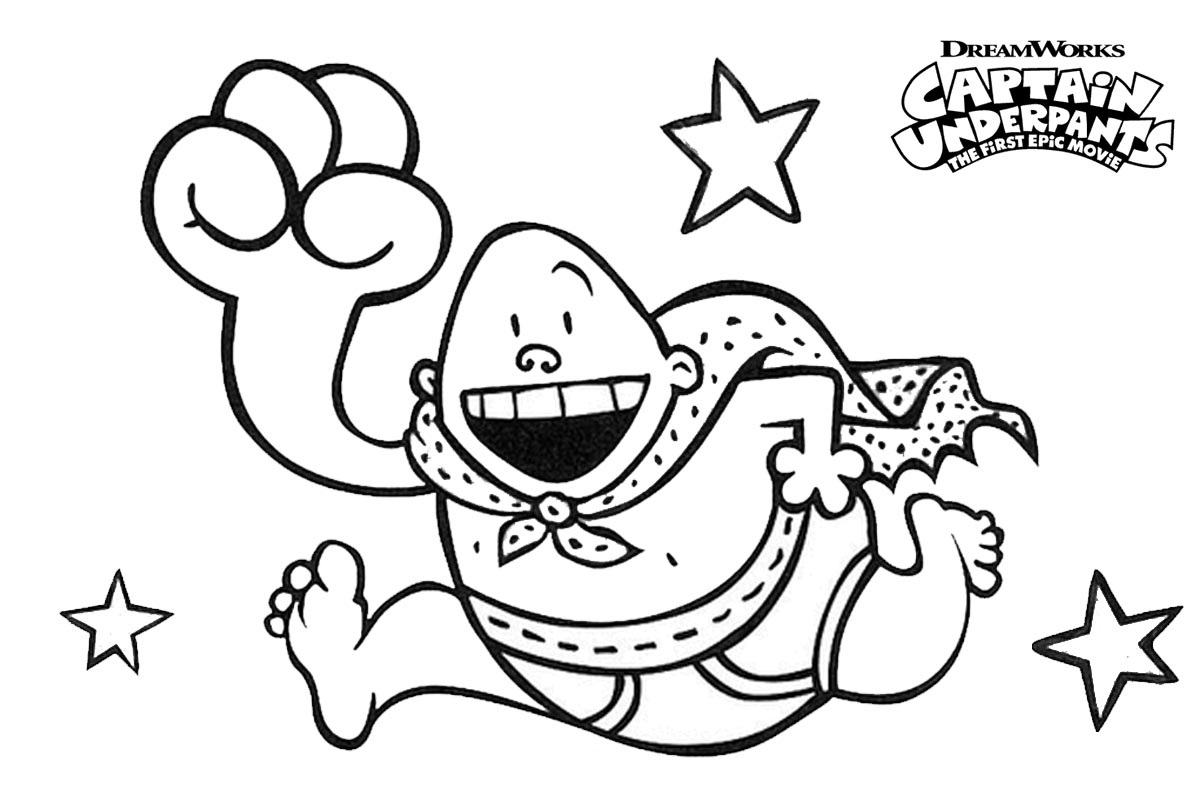 Captain Underpants With Stars Coloring Page - Free Printable Coloring