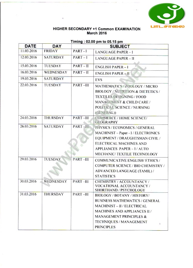 6 7 8 9 11 Annual Exam Timetable Padasalai No 1 Educational