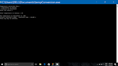 Program to convert Celsius to Fahrenheit or Fahrenheit to Celsius depending on user's choice techeeINDIA