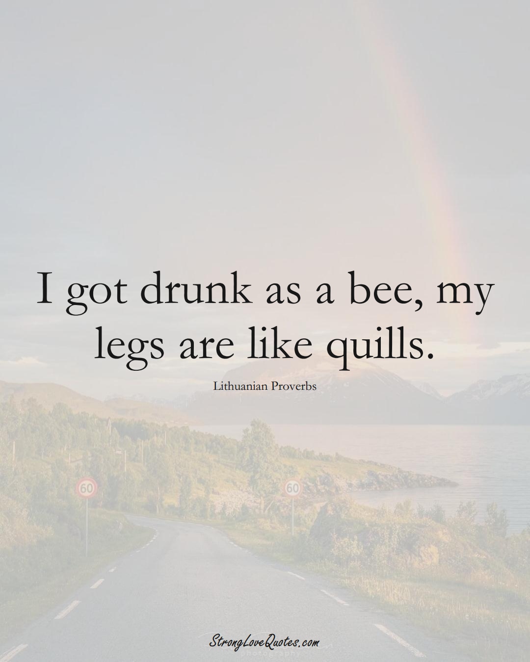 I got drunk as a bee, my legs are like quills. (Lithuanian Sayings);  #AsianSayings