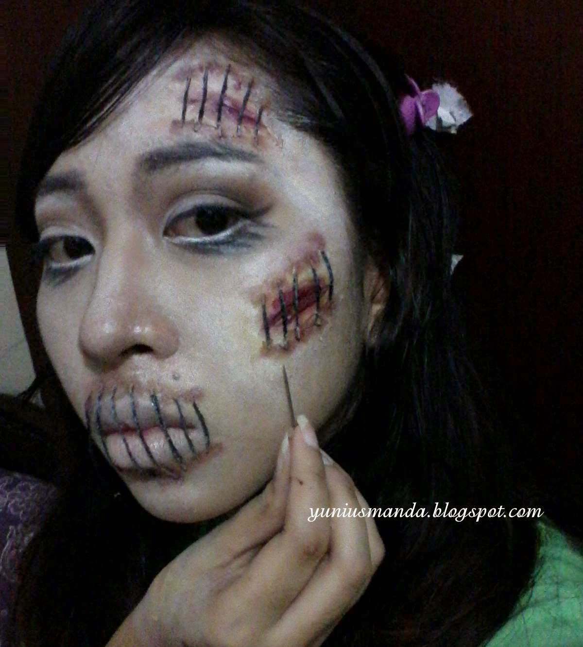 Yuni Usmanda Halloween Make Up Stitched Face