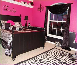 Contoh Desain Kamar Tidur Anak Perempuan Cat Warna Pink Konsep Zebra