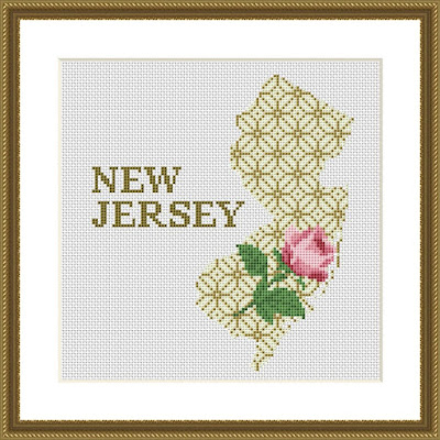 New Jersey map silhouette cross stitch pattern - Tango Stitch