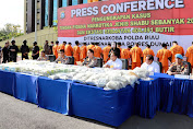 Polda Riau Bekuk 16 Tersangka Komplotan Narkoba, 203 KG Sabu Berhasil Disita