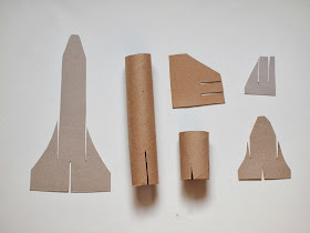 cardboard roll space shuttle craft pieces