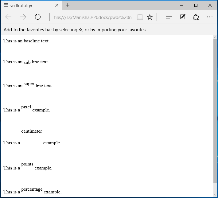 vertical-align property example using html and css