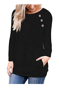 GuGio Women's Casual Long Sleeve Round Neck Loose Tunic T Shirt Blouse Tops