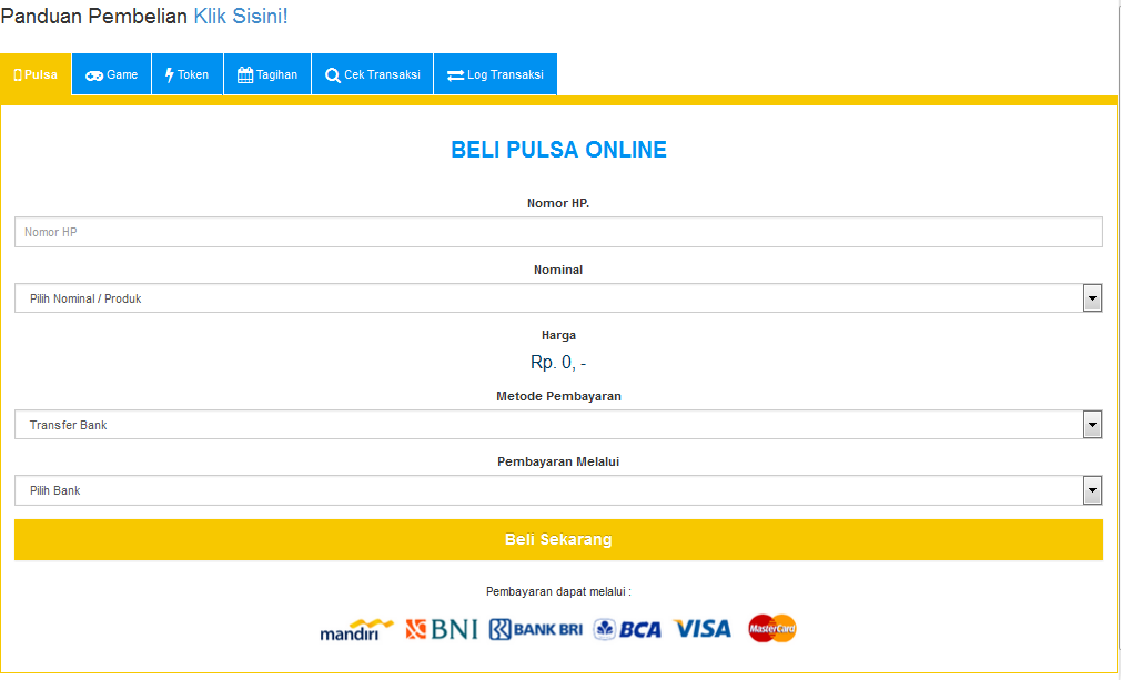 Jual Pulsa Murah, Voucher Game, Token PLN, Tiket Pesawat