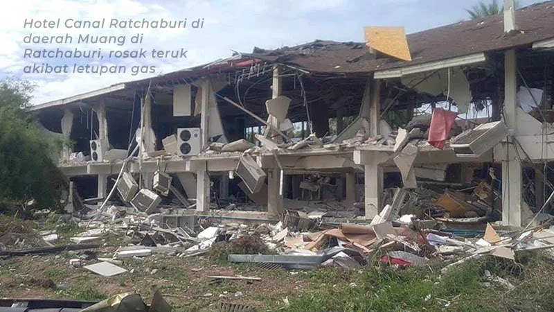 Letupan Gas: Kakitangan cedera, bangunan hotel The Canal Ratchaburi ranap