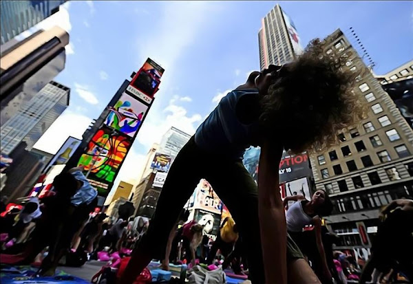 Yoga at times Square NewYork Images