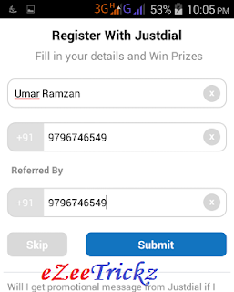 JustDial refer and eran real cash unlimited loot trick