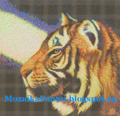 Мозаичная картина «Тигр на черном фоне»
