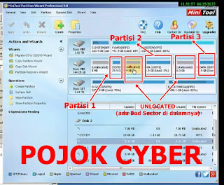 Hasil akhir pembagian partisi dengan Minitool Partition Wizard