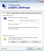 Narzędzie podłaczania pulpitu zdalnego w systemie Windows - zrzut ekranu