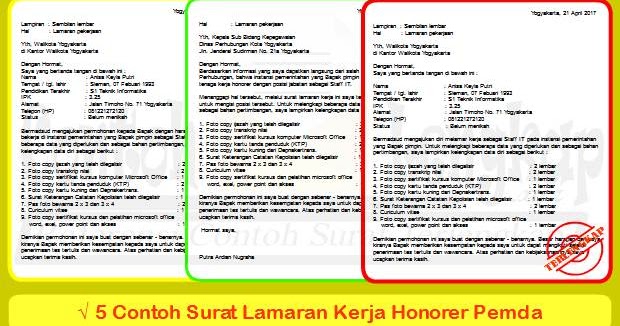 5 Contoh Surat Lamaran Kerja Honorer Pemda