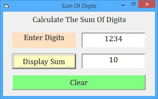 write a visual basic program to find sum of digits