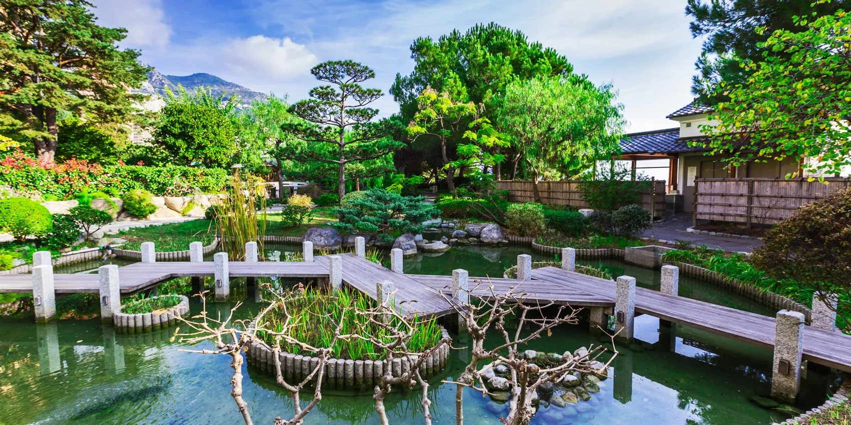 Jardín Japonés  posee una casa del té y un gran estanque depeces