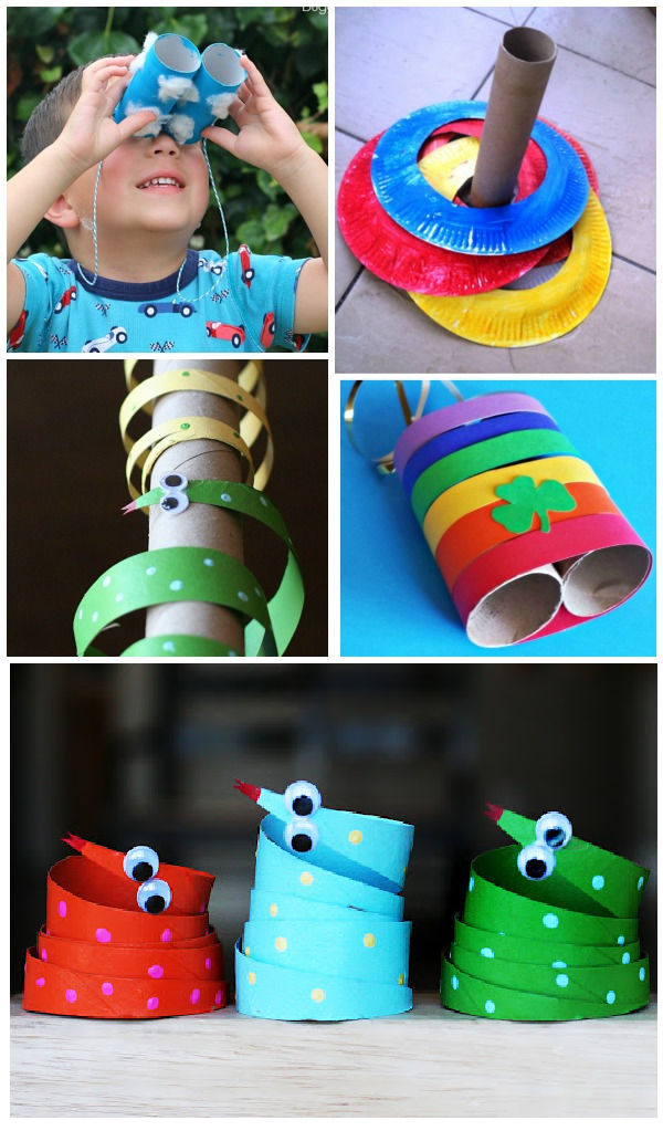 A collection of cardboard tube crafts for kids to make #cardboardcrafts #cardboardtoys #cardboardtubesrepurposed #cardboardtubecraftsforkids #growingajeweledrose #activitiesforkids