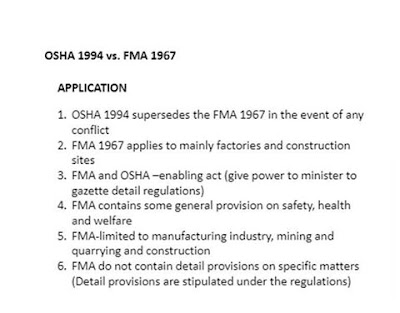 OSH The Journey: OSHA 1994 Section 2. Prevailing laws.