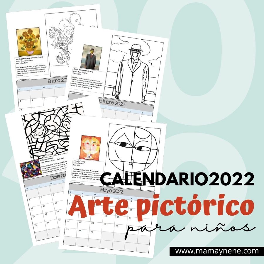 Calendario infantil imprimible arte