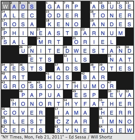 Rex Parker Does the NYT Crossword Puzzle: Feature of many Judd 