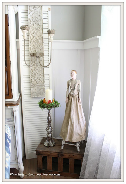 French Farmhouse Style Fall Dining Room-Santos Cage Doll-French Sconce-From My Front Porch To Yours