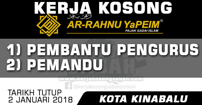 Kerja Kosong Sabah Disember 2017  Pembantu Pengurus 