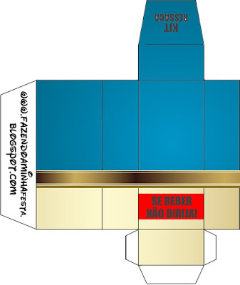 Azul y Dorado: Cajas para Primera Comunión para Imprimir Gratis.