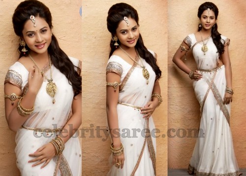 Suza White Half Saree